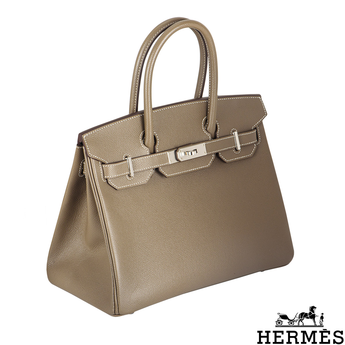 Hermès Birkin 30cm Veau Epsom 4z Gris Mouette/Etoupe18 Bi-Color